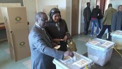 Current PM and presidential candidate Morgan Tsvangirai casts his vote News Clip