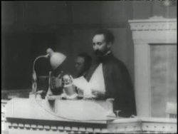 Ethiopian emperor Haile Selassie makes a speech at the League of Nations. News Clip