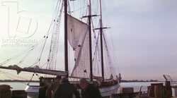 Ship in the harbour, 1908 - reenactment, clip 2 Stock Footage