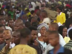 MS Shot of congregation leaving church / Lagos, Nigeria Stock Footage