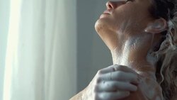 Hair and body wash in slow motion. Stock Footage