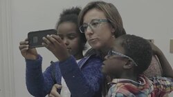 daily life of a child: selfie with mother Stock Footage