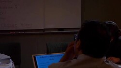 CU, PAN, Man giving presentation in conference room Stock Footage