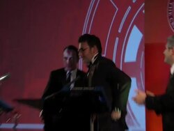 SPEECH: Jean Dujardin and Michel Hazanavicius at The 32nd London Film Critics' Circle Awards 2012 London, UK on 18th January  2012 Stock Footage