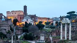 Close-up view timelapse of famous ancient Colosseum Amphitheater at sunrise. Rome, Italy. April, 2016. Stock Footage
