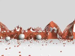 MS Brick wall of environment being brought down by four spherical boulders / Greece    Stock Footage