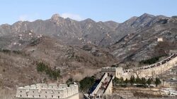 the Great Wall with snow left Stock Footage