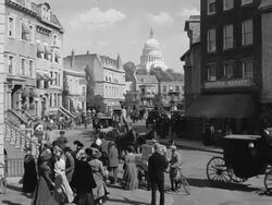 Film set depicting 19th century Washington DC Stock Footage