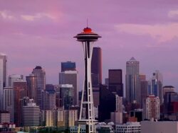 Seattle Skyline at dusk Stock Footage