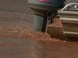 Boat Stern W Engine CU Stock Footage