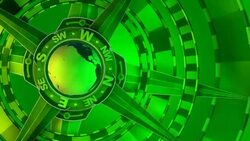 Green, Loopable, Global Compass Rose with World and Cardinal Points Stock Footage
