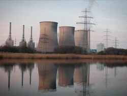 big power plant in the evening Stock Footage