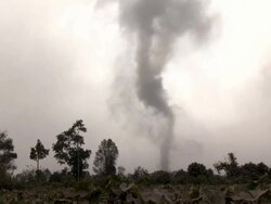 Huge Volcanic Dust Devil Swirls Through Air Stock Footage
