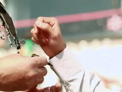 Salesman giving keys to a truck driver, Ballabgarh, Haryana, India Stock Footage