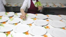 Catering food preparation. Stock Footage