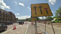 Traffic passing through roadworks in Maidstone News Clip