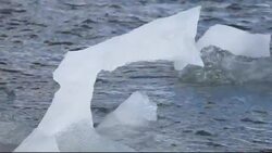 melting ice at the Jokulsarlon ice lagoon, one of the most visited places in Iceland. It has been created by the rapid retreat of the Breidamerkurjokull glacier which sweeps down off the Vatnajokull ice cap. Ice bergs calve off the front and float into the Stock Footage