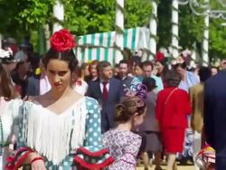 MS CU Mostly pedstrian in traditional dress at  festival / Seville, Andalusia, Spain Stock Footage