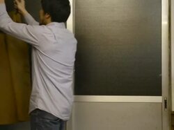 MS Shot of wood worker ending work at night and return / Kyoto, Japan Stock Footage