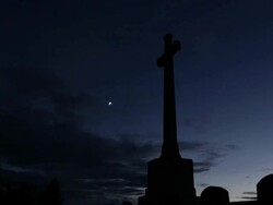 SHADOWS OF WAR: The Cross Of Sacrifice in Louvencourt, France. Stock Footage