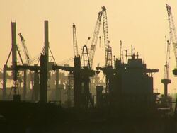 WS View of dock / Hamburg, Hamburg, Germany Stock Footage