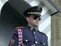 CU View of guard / Prague, Hlavni mesto Praha, Czech Republic Stock Footage