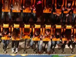 MS TS Shot of People enjoying amusement ride at funfair, top spin / Cologne, Germany Stock Footage