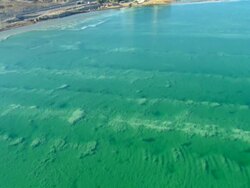 AERIAL ZI  WS View of dead sea salt formations / Sourn Judea Desert, Israel  Stock Footage