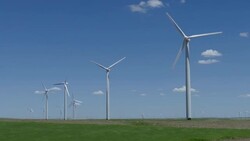 HD Video wind blows crops turbines Pawnee National Grasslands Colorado Stock Footage