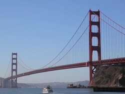 Golden Gate Bridge  with cruise Stock Footage