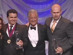 Delia Orjuela Del Bryant Alejandro Garza and Phil Graham at BMI's 19th Annual Latin Music Awards on 3/30/2012 in Las Vegas, NV. (Footage by WireImage Video/Getty Images Entertainment Video) Stock Footage