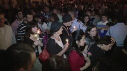 Re-enactment of Jesus' funeral procession at church of the Holy Sepulchre News Clip