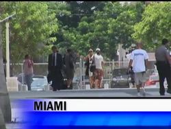 Paris Hilton has arrived for the Miami trial of a federal lawsuit accusing her of failing to adequately promote her 2006 movie 'Pledge This!' Instructional Video