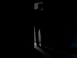 Menacing man in doorway. Stock Footage