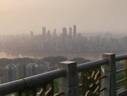 Wide shots of Chongqing city skyline. News Clip