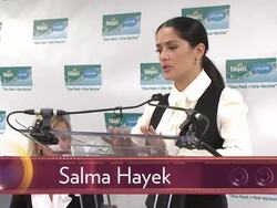 EVENT CAPSULE CHYRON: Salma Hayek and UNICEF Announce 2nd Wave of One Pack One Vaccine Campaign, New York City, NY, 2/5/09 Stock Footage
