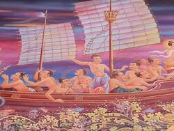 MS View of Wall painting / Gaya, Bihar, India Stock Footage