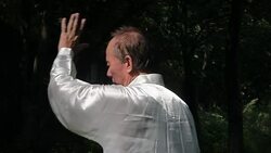 old man practice tai chi in the park Stock Footage