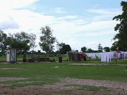 WS Shot of woman walking through farm / Manitoba Community, Close to Santa Cruz de la Sierra, Bolivia Stock Footage