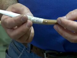 CU Shot of opening rocco petrunti knife / Frosolone, Molise, Italy Stock Footage