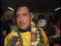 TAHITI: OSCAR TEMARU ARRIVES BACK TO RAPTUROUS WELCOME News Clip