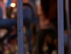 CU PAN carousel slowly turning / Browning, Montana Stock Footage