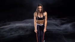 Shoulder exercise with resistance band Stock Footage