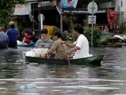 Thailand Flood GV Stock Footage