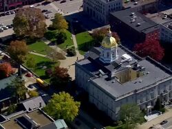 MS AERIAL ZO View of traffic moving on bridge over river / Massachusetts, United States Stock Footage