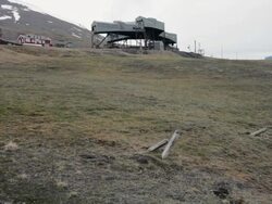 An old coal mine in Longyearbyen, the capital of the Norwegian Svalbard archipelago Stock Footage