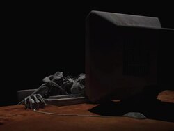 Death in front of computer Stock Footage