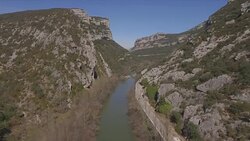 Spain, Burgos, Las Merindades. Southern access through La Mazorra narrow Stock Footage
