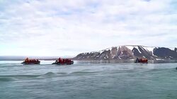 Iceberg as seen on zodiac ride in Svalbard, Norway 1 Stock Footage