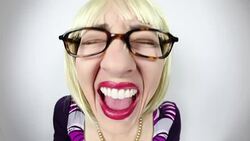 Fisheye Video Geeky Blond Woman Laughing Stock Footage